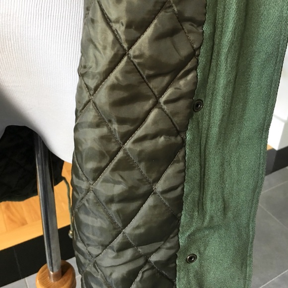 Olive Fuchsia Military Statement Jacket Faux Fur - Picture 7 of 8